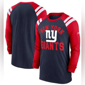 Nike Navy/Red New York Giants Classic Arc Raglan Tri-Blend Long Sleeve SZ XL